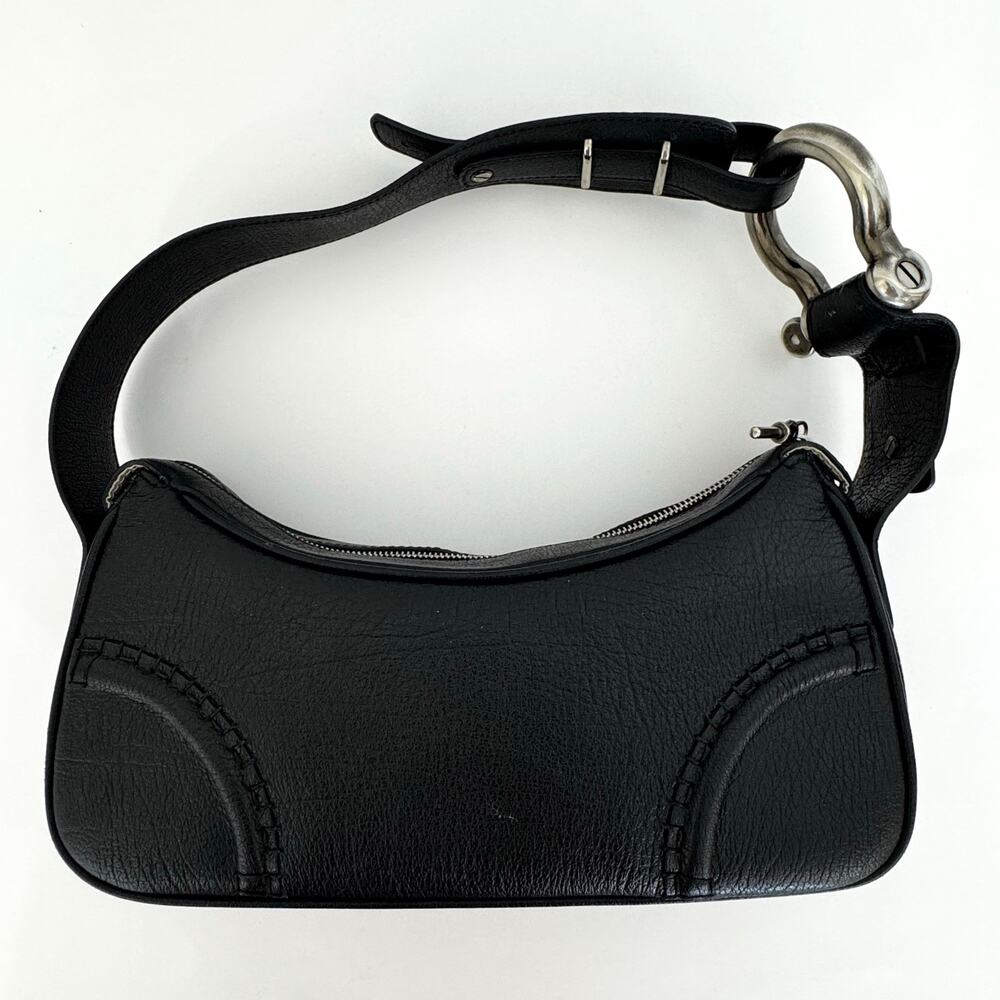 Burberry Horsebit Leather Shoulder Bag Baguette Black with Silver Hardware - Picture 4 of 16